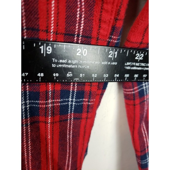 Marley Lilly Shirt Womens Lg Red Blue Button Up Monogram Pocket Blank - Picture 5 of 8